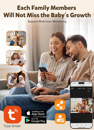 iFamily WiFi Baby Monitor with App – Smartphone Baby Monitor with 5inch HD Monitor & 2K Camera, Night Vision, 2-Way Talk, Motion Tracking&Alerts, Temp Sensor, Lullabies,Secure WiFi Lock
