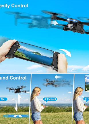 Drone with 1080P Camera - Foldable Remote Control Quadcopter with Gesture Control, 3D Flip, One Key Start, Emergency Stop, 2 Batteries, Easier to use, Toy for Kids Adult Beginners