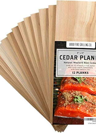 12 Pack Cedar Planks for Grilling Salmon and More - Sourced and Made in the USA