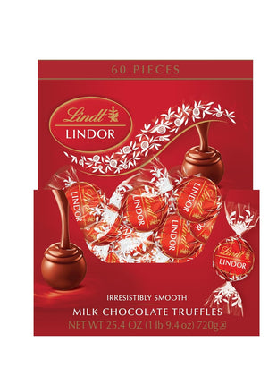 Lindt LINDOR Milk Chocolate Truffles, 60 Count Box, 25.4 Ounce