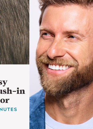 Just For Men Mustache & Beard multiple uses Beard Coloring for Gray Hair with Brush, With Keratin Biotin Aloe and Coconut Oil for Healthy Facial Hair Medium Brown, M-35, Pack of 1