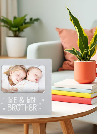 Me and My Brother Picture Frame, Sibling Keepsake, Ideal for Brothers or Sisters, Baby Showers and Gender Neutral Nursery Decor, Gray