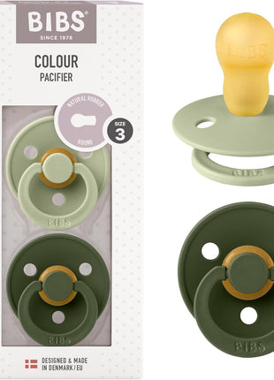 BIBS Pacifiers Colour Collection | Natural Rubber Baby Pacifier | Set of 2 BPA-Free Soothers | Made in Denmark | 0+ Months (Pack of 2) | Dusty Blue/Steel Blue