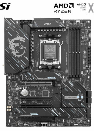 MSI X870 Gaming Plus WiFi Motherboard, ATX - Supports AMD Ryzen 9000/8000 / 7000 Processors, AM5-60A SPS VRM, DDR5 Memory Boost 8200+ MT/s (OC), PCIe 5.0 x16 & 4.0 x16, M.2 Gen5, Wi-Fi 7, 5G LAN