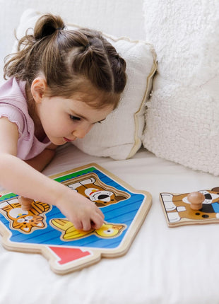 Melissa & Doug Pet Animals Jumbo Knob Puzzle, Wooden Peg Puzzle for Toddlers, Educational Toy for Shape Recognition and Fine Motor Skills, Ages 1+