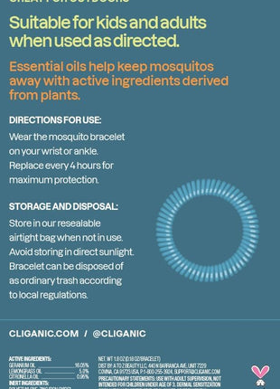 Cliganic 10 Pack Mosquito Repellent Bracelets for Adults & Kids - Natural DEET-Free Bands, Individually Wrapped