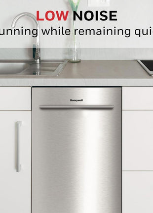 Honeywell 18-Inch Dishwasher with 8 Place Settings, 6 Washing Programs, Stainless Steel Tub, UL & Energy Star Certified, Stainless Finish