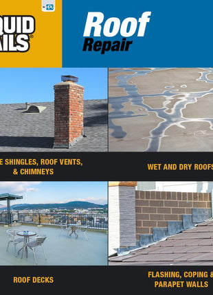 Liquid Nails Roof Repair (RR808), 10.3 oz | Waterproof All-Weather Leak & Crack Sealant for Exterior Roofing, Prevents Ice & Water Damage