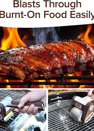 HorsePower Giddy Up Grill Cleaner, Cordless Rechargeable, As Seen on TV | LED light, rechargeable, 304 stainless power steel roller, up to 350 RPM, no bristles, no preheating, blasts burnt-on food