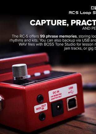 BOSS RC 5 Loop Station | Advanced Looping Features in a Compact Pedal | 32 Bit AD/DA and 32 bit Floating Point Processing | 13 Hours Record Time | Multi Color LCD | MIDI/IO & USB Connectivity