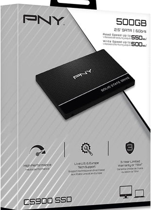 PNY CS900 500GB 3D NAND 2.5 inch SATA III Internal Solid State Drive (SSD) - (SSD7CS900-500-RB)