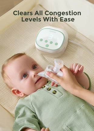 Momcozy BreezyClear ProTM Nasal Aspirator for Baby, Hospital-Grade 75 kPa Nose Sucker with 9 Adjustable Suction Levels, Electric Nose Cleaner for Toddler, Light & Music Soothing