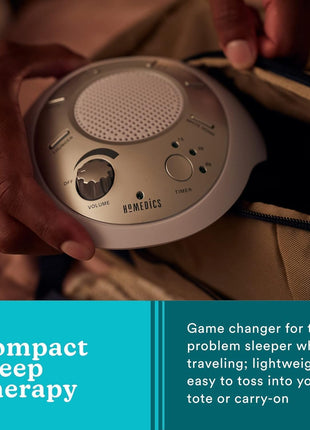 Homedics SoundSleep White Noise Sound Machine, Silver | Small Travel Size with 6 Relaxing Nature Sounds, Portable Therapy for Home, Office, Nursery, Auto-Off Timer