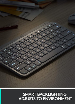 Logitech MX Keys Mini Minimalist Wireless Illuminated Keyboard - Rose | Minimalist, wireless, illuminated, compact, backlit, USB-C, compatible with macOS, iOS, Windows, Linux, Android, metal build