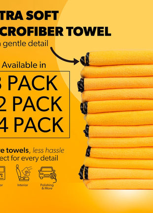Chemical Guys Professional Grade Premium Microfiber Towels for Cars, Gold, 16 inch x 16 inch, Ultra-Soft and Scratch-Free Car Detailing Cloths for Trucks, Motorcycles, and More - 12 Pack