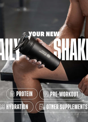 BlenderBottle Sport Flip Stainless Steel Shaker Bottle 24 oz Black