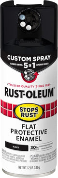 Rust-Oleum 376855 Stops Rust Custom Spray 5-in-1 Spray Paint, 12 oz, Flat Black, (Pack of 1)