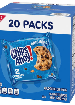 CHIPS AHOY! Original Chocolate Chip Cookies, 20 Snack Packs (2 cookies per pack)