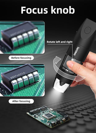 Digital Microscope Wireless Pocket Handheld USB Microscopes, 50x-1000x Zoom Fixed Focus HD Magnifier with LEDs, Inspection Camera Compatible with iPhone, Android Phone, MacBook, Windows PC