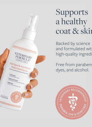 Veterinary Formula Clinical Care Hot Spot & Itch Relief Medicated Spray, 8oz 芒聙聯 Easy to Use Spray for Dogs & Cats 芒聙聯 Helps Alleviate Sensitive Skin, Scratching, and Licking of Coat (1 Pack)