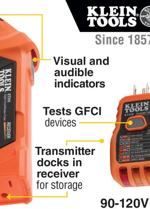 Klein Tools ET310KIT AC Circuit Breaker Finder Kit, Electric Tester, GFCI Tester, Leads, Adapters and Case