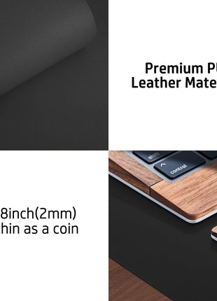 Aothia Leather Office Desk Pad Protector, Non-Slip PU Leather Desk Blotter, Waterproof Laptop Writing Mouse Pad for Office and Home, Black, 31.5 inch x 15.7 inch