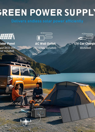 600W Portable Power Station, 296Wh Lithium Solar Generator for Camping | Powkey Battery Powered Power Bank with 110V AC Outlet, Emergency Backup Battery for CPAP, Outdoor & Home Use