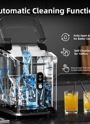 Antarctic Star Nugget Ice Maker Countertop with Soft Chewable Ice, Portable Sonic Ice Maker with Basket and Scoop, Removable Top Cover, Auto-Cleaning for Home/Party/RV/Camping (Stainless Steel Silver)