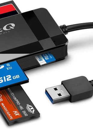 SmartQ C368 USB 3.0 Card Reader - Plug & Play, Compatible with Apple & Windows, Supports SD, Micro SD, MS, CF Cards