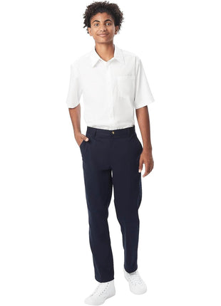 French Toast Boys' Adjustable Waist Stretch Straight Fit Chino Pant, School Uniform Navy, 12