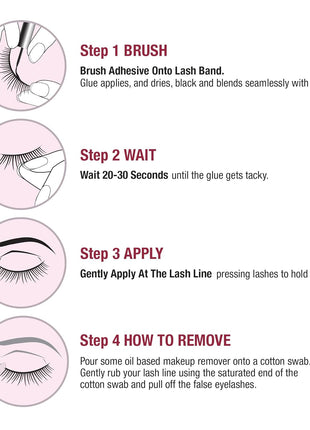 i•ENVY Super Strong Hold Eyelash Adhesive, Waterproof, 48-Hour Long-Lasting Lash Glue, Latex-Free, Hypoallergenic, Quick-Drying with Brush-On Applicator for Strip Lashes (Black, 1 Pack)