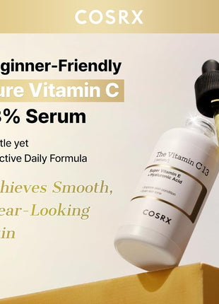 COSRX Vitamin C13 Serum, 0.7 fl oz (20 ml), Raw Vitamin, Pores, Niacinamide, Vitamin E, Hyaluronic Acid, Pores, Hurricane, Serum, Lotion, Pure Vitamin C, Sensitive Skin, Tested for Human Body