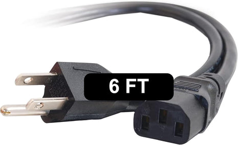 C2G 6FT Premium Replacement AC Power Cord - Durable Power Cable for TV, Computer, Monitor, Appliance & More (24240), Pack of 1
