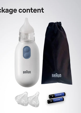 Braun Electric Nasal Aspirator - Mucus Remover, Blocked Nose Relief for Newborn, Baby and Toddler, Electric Suction Power, 2 Suction Levels, 2 Nose Tip Sizes, Dishwasher Safe, FSA and HSA Eligible