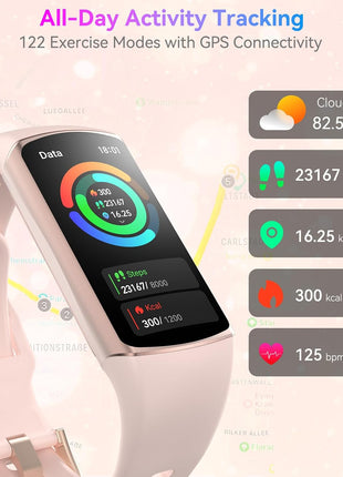 Smart Watch Fitness Tracker with 24/7 Heart Rate, Blood Oxygen Blood Pressure Monitor Sleep Tracker 120 Sports Modes Activity Trackers Step Calorie Counter IP68 Waterproof for Andriod iPhone Women Men