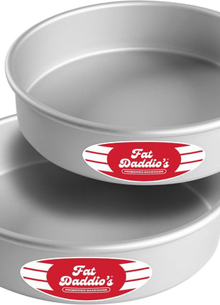 Fat Daddio's Anodized Aluminum Round Cake Pans, 2 Piece Set, 8 x 2 Inch
