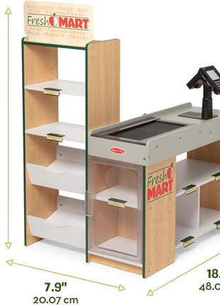 Melissa & Doug, Fresh Mart Pretend Grocery Store, Kids Cash Register with Scanner, Shelves, & Conveyor Belt, Kids Toys for Girls & Boys