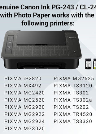 Canon PG-243 / CL-244 Genuine Ink Value Pack (2 Cartridges), Compatible with iP2820, MX492, MG2420/2520/2920/2922/2924/3020/2522/2525, TS3120/302/302a/202/4520/3320