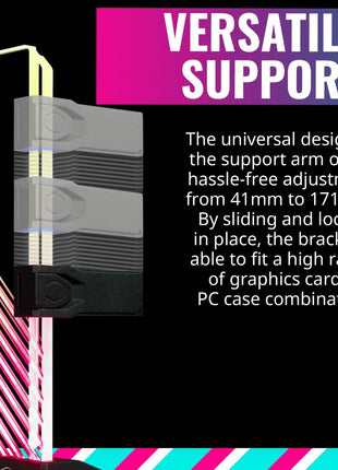 Cooler Master Atlas ARGB GPU Support Bracket, Aluminum Magnets Stand, Infinity Mirror Design, ARGB Tempered Glass, Up to RTX 4090 Support, Dual-Axis Mode Vertical | Horizontal.
