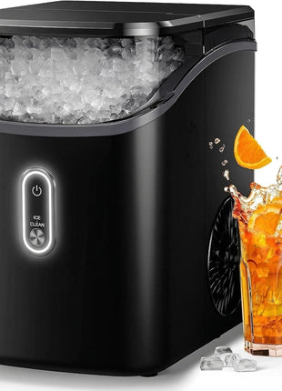 Silonn Nugget Ice Maker Countertop, Pebble Ice Maker with Soft Chewable Ice, One-Click Operation Ice Machine with Self-Cleaning, 33lbs/24H for Home,Kitchen,Office