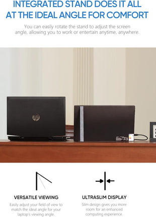 ARZOPA Portable Monitor Kickstand, 14.0 inch Ultra Slim Portable Laptop Monitor FHD 1080P External Display with Dual Speakers Second Screen for Laptop PC Phone Xbox PS4/5 Switch-A1S
