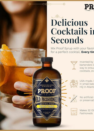Proof Syrup Old Fashioned Cocktail Mix - Made with Real Bitters & Cane Sugar - Traditional Old Fashion Flavor - Fast, Easy, Delicious, Handcrafted Cocktail Syrup - 16oz - 1 Bottle