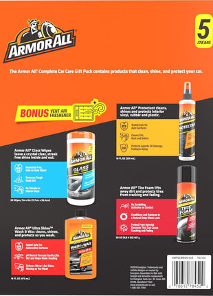 Armor All Car Wash and Car Cleaner Kit by Armor All, Includes Glass Wipes, Car Wash & Wax Concentrate, Protectant Spray and Tire Foam