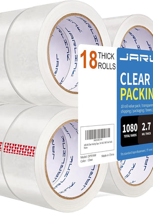 JARLINK Clear Packing Tape (12 Rolls), Heavy Duty Packaging Tape for Shipping Packaging Moving Sealing, 2.7mil Thick, 1.88 inches Wide, 60 Yards Per Roll, 720 Total Yards