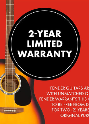 Fender FA-25 Dreadnought Acoustic Guitar, Beginner Guitar, with 2-Year Warranty, Includes Free Lessons, Sunburst