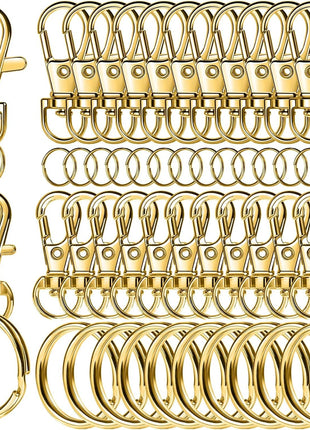 LEOBRO 60 PCS Swivel Snap Hooks and Key Rings, Keychain Clips and Key Chain Rings, Lobster Claw Clasps for Key Chains, Jewelry, Crafts, Gold