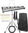Professional 32 Note Glockenspiel xylophone Bell Kit for beginner :Muted Practice Pad Percussion Kit for Adult, with Three Types of Drumsticks, Adjustable Stand&Carrying Bag