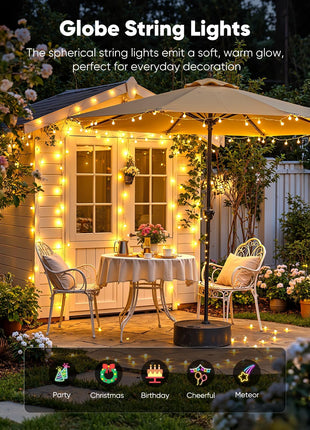 Minetom Globe String Lights, 33 Feet 100 Led Fairy Lights Plug in, 8 Modes with Remote Mini Globe Lights for Indoor Outdoor Bedroom Party Wedding Garden Christmas Tree Decor, Warm White