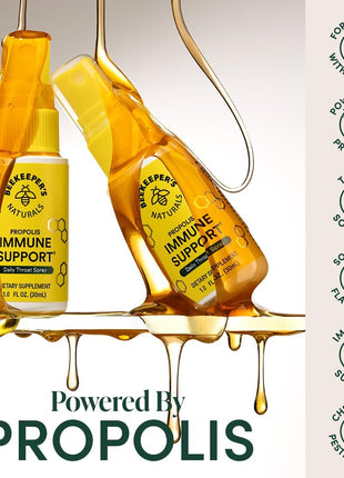 Propolis Throat Spray by Beekeeper's Naturals   95% Bee Propolis Extract, Natural Immune Support & Sore Throat Relief   Antioxidants, Keto, Paleo, Gluten Free (1.0 oz)(Pack of 1)