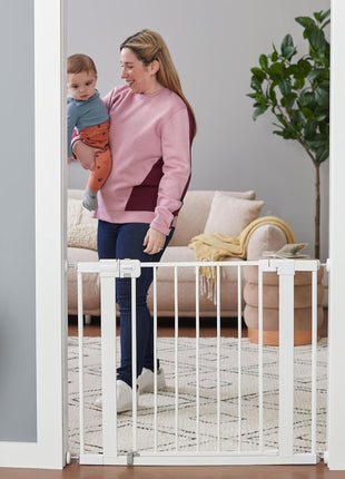 Safety 1st Easy Install Walk Thru Baby Gate for Doorway With Door, Dog Gates, Fits 29"-38", Easy Install 28" Tall, White